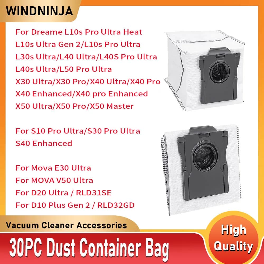 Dust Bags For Dreame X30 Pro X40 Pro L40 Ultra L10s Pro Ultra Heat X50 Ultra X40 Ultra X30 Ultra Mova V50 Ultra Robot Vacuum Bag