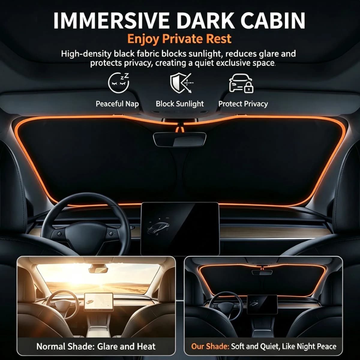 Car Front Windshield Sun Shade, Heat Insulation Sunscreen Protector, Anti Glare Sun Visor for Car SUV Truck