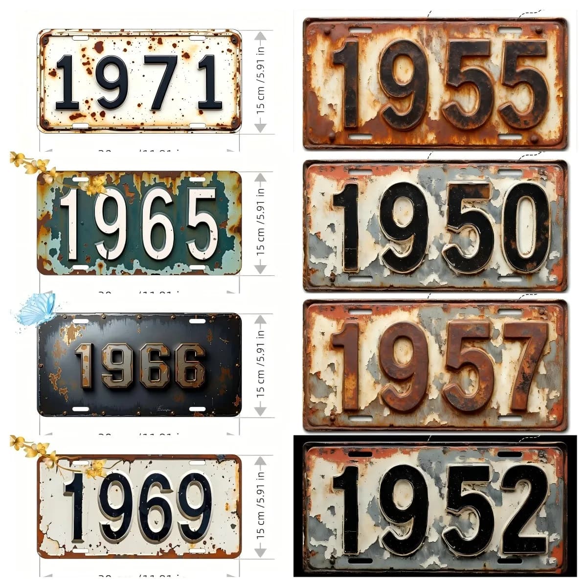 Targa Auto 2D Piatta in Alluminio Lucido 1950-1980, Resistente allo Sbiadimento, Facile da Installare, Perfetta per Decorazioni Auto