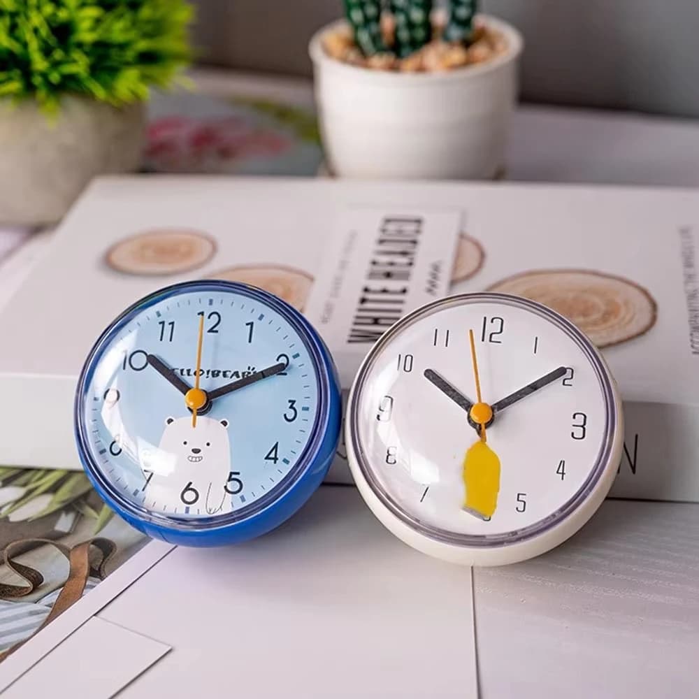 Mini 7cm Suction Cup Quartz Clock Anti Fog Waterproof Wall Clock for Kitchen Bathroom Home Decoration