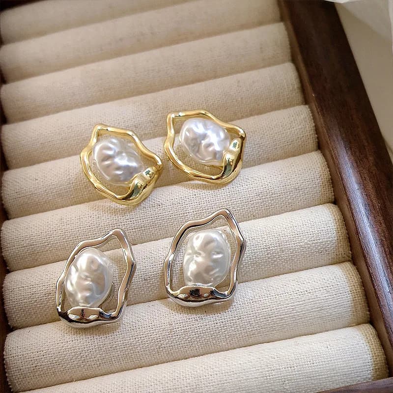 Orecchini coreani con perle simulate irregolari grandi per le donne Etrendy nuovi gioielli di moda eleganti classici all'ingrosso