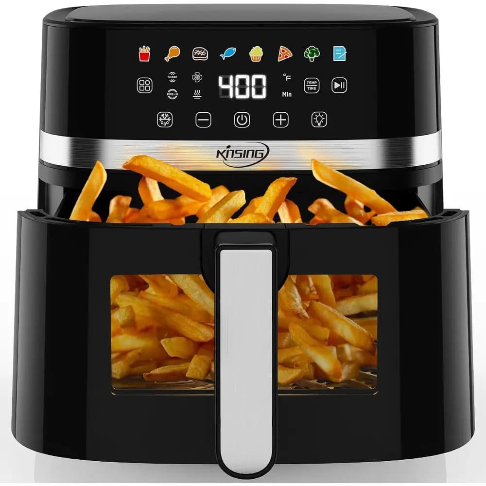 Air Fryer 8 in 1 from 6,5 QT with Visible Window, LED Display, 400 ° Precise Temperature Control, Reminder Agitation and Preheating Indicator