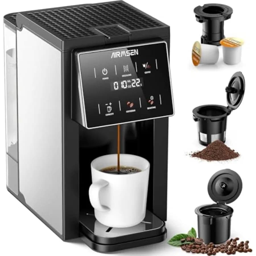 Grind Brew Coffee Maker with Built-in Grinder 2026 Model - Single-Serve, Compatible with K-Cup Pods Ground, 1000W Fast 6-14oz B