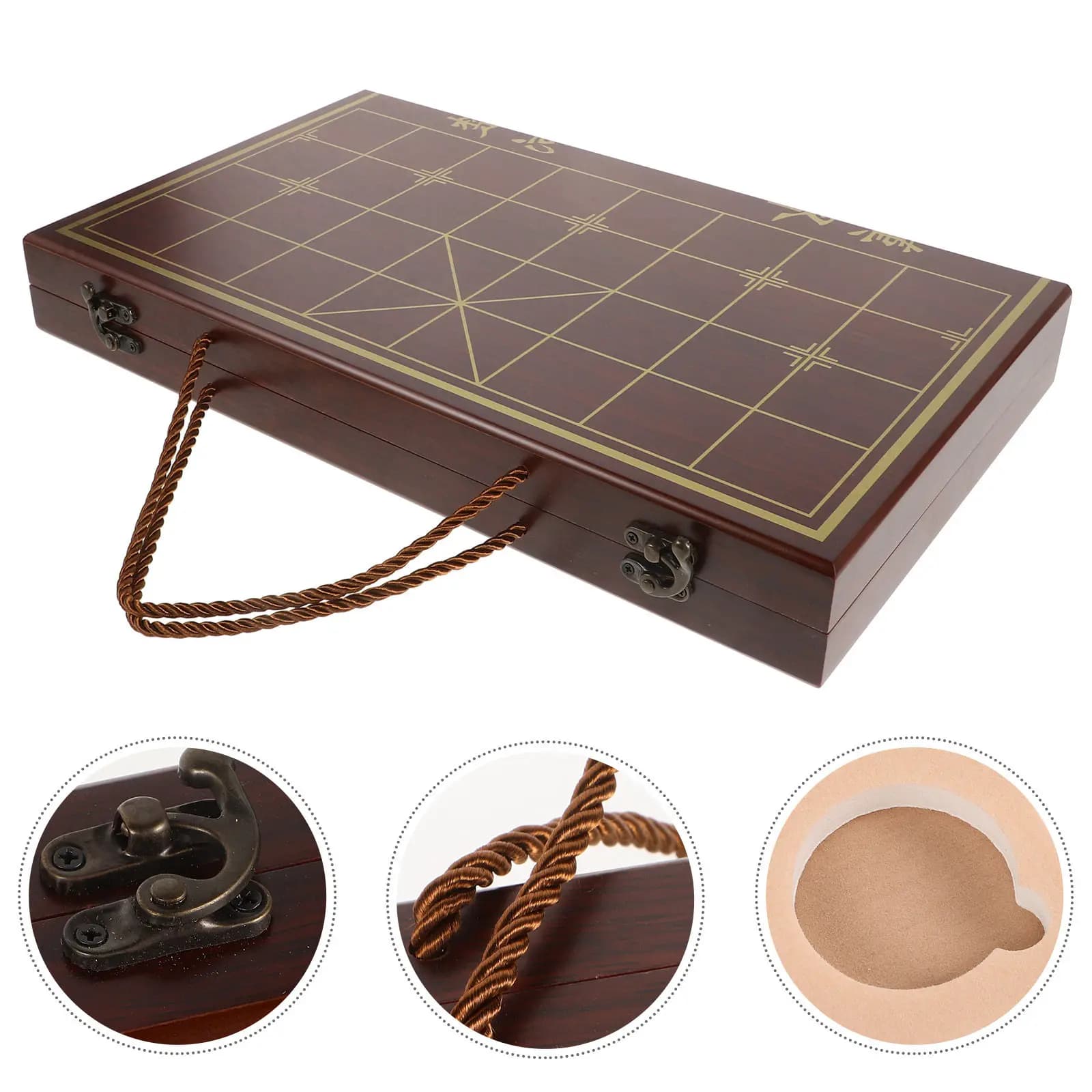 Set di Scacchi Cinesi in Legno, Doppio Uso, con Scacchiera Portatile per Viaggi, in Legno Naturale, Design Minimalista