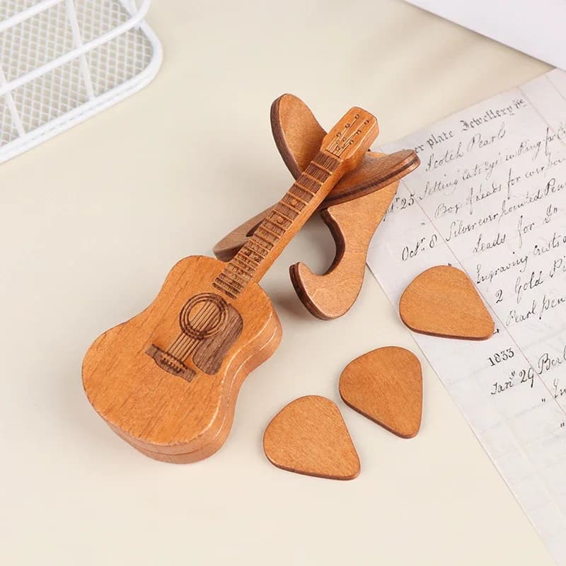 Wooden guitar plethora box with 3 pcs standard engraved guitar plethora box guitar plethora box for guitar lovers
