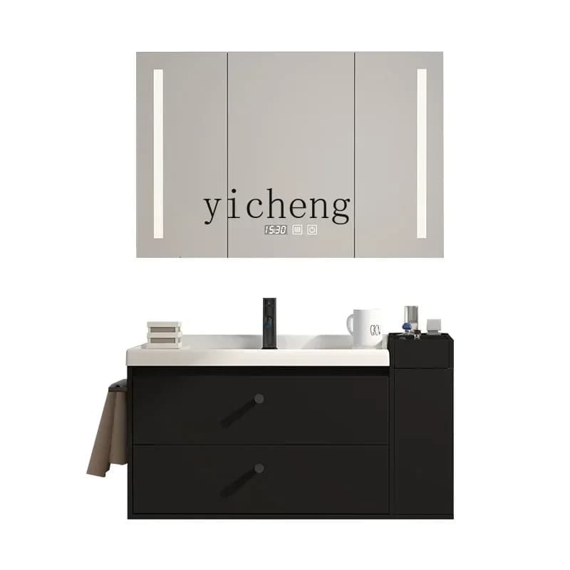 Combinazione di mobili da bagno in legno massello Lavabo per il viso, moderno e semplice, con specchio intelligente