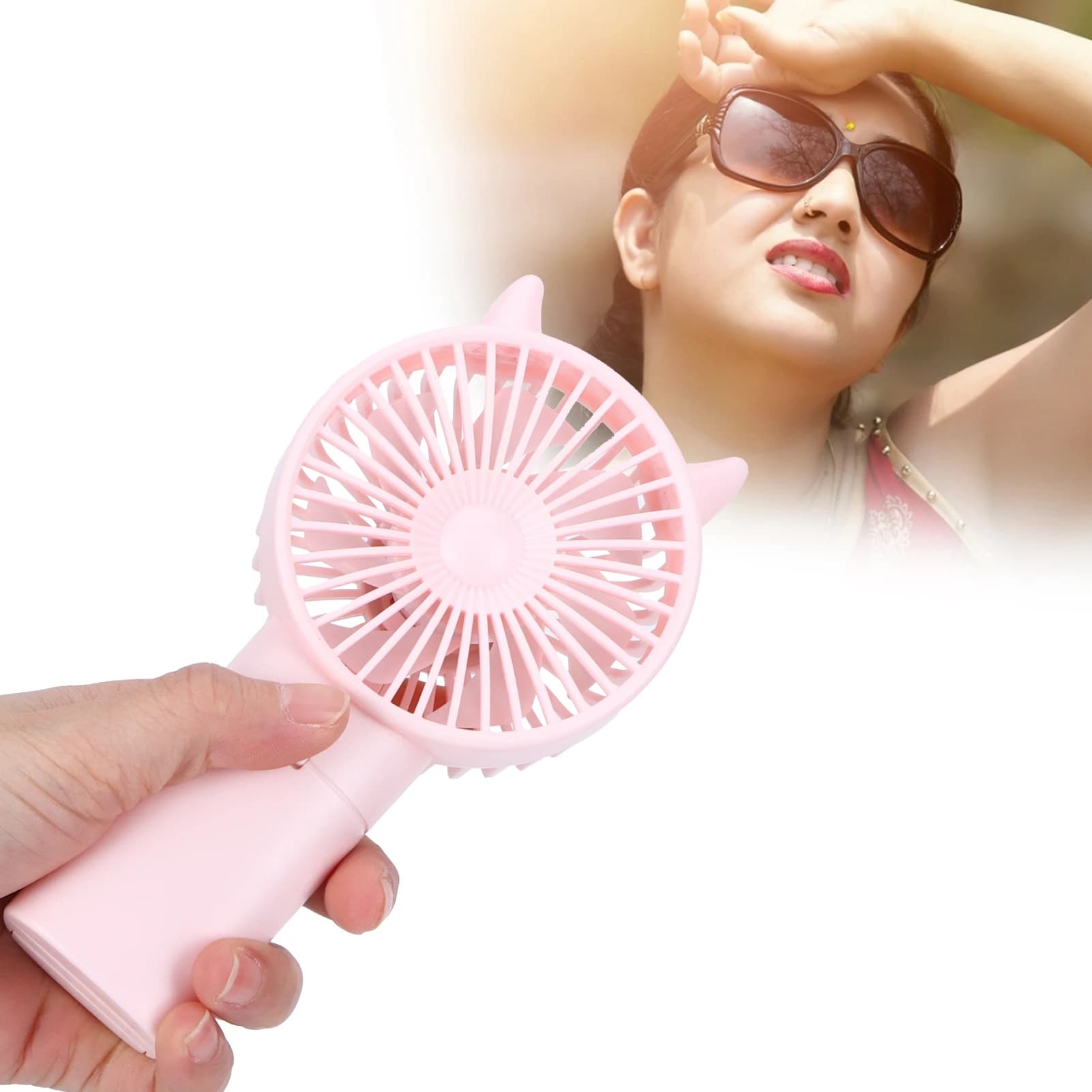 Electric Fan Fan Handheld Fan Mini Fan Mini Fan Portable Hand-Held Cute Mute Electric Cooling Fan for Home Travel Pink