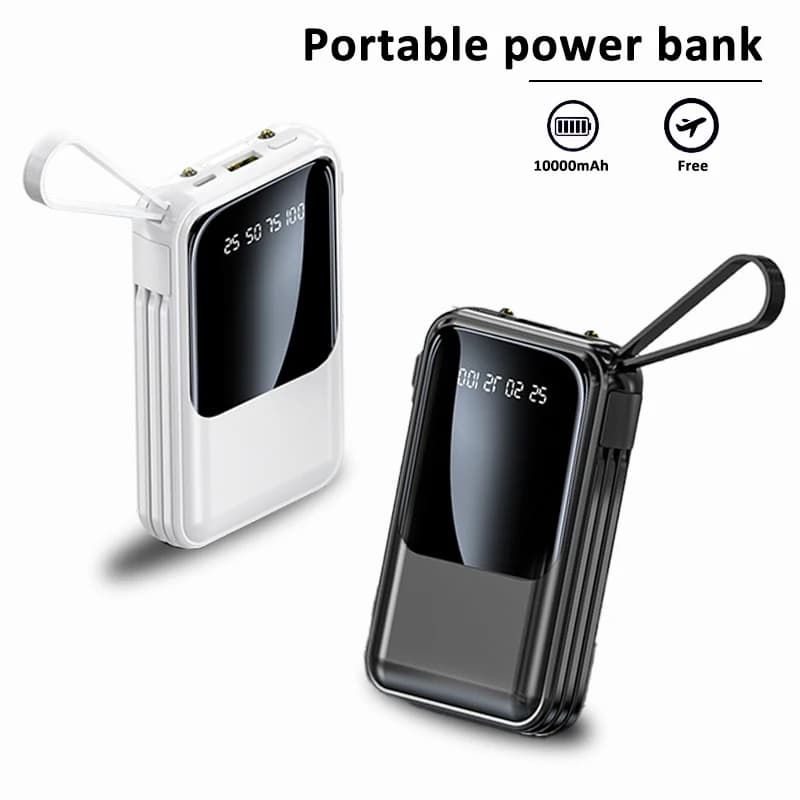 Power bank portatile da 20000 mAh integrato con 4 cavi di ricarica Luce LED Porta Type-C/USB Applicabile a iPhone/Android, ecc. Elettronica
