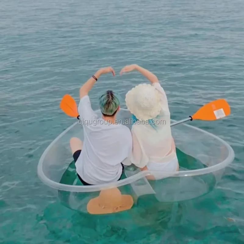 Kayak trasparente per barca a pale a forma di cuore per piscina, parco acquatico per hotel per le vacanze