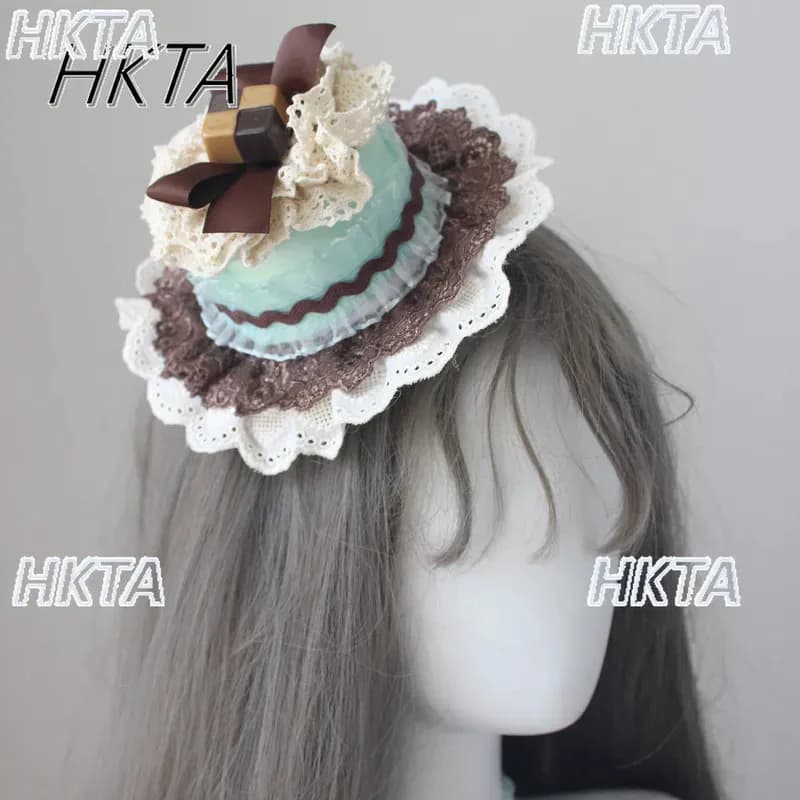 DY20Original Handmade Lolita Small Things Cake Hat Cylinder Hat Menta Chocolate Design Fascia Lolita Hair Accessories Couple Clip Wome