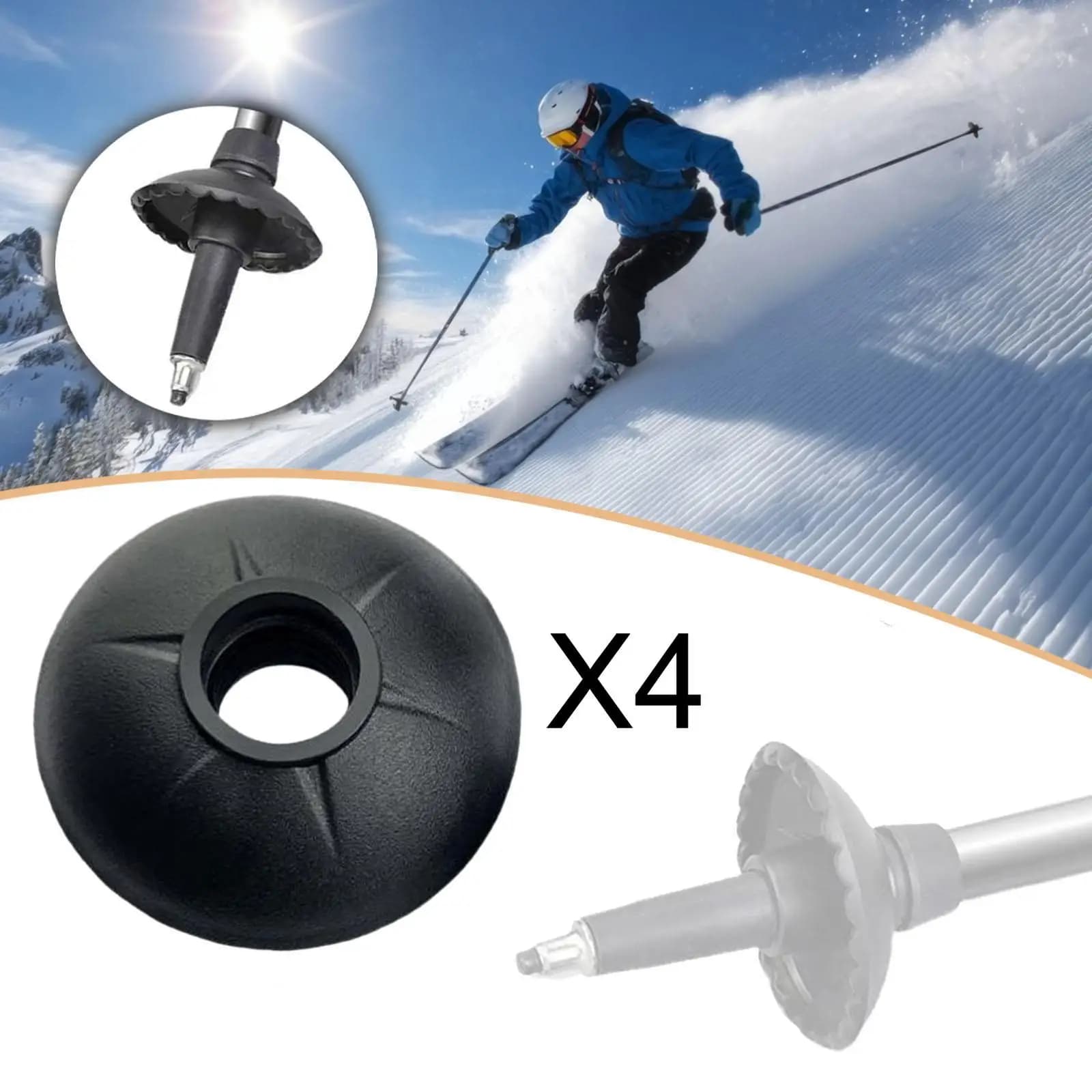 Puntali di Ricambio in ABS per Bastoncini da Trekking, Escursionismo e Sci, Accessori per Sport Invernali