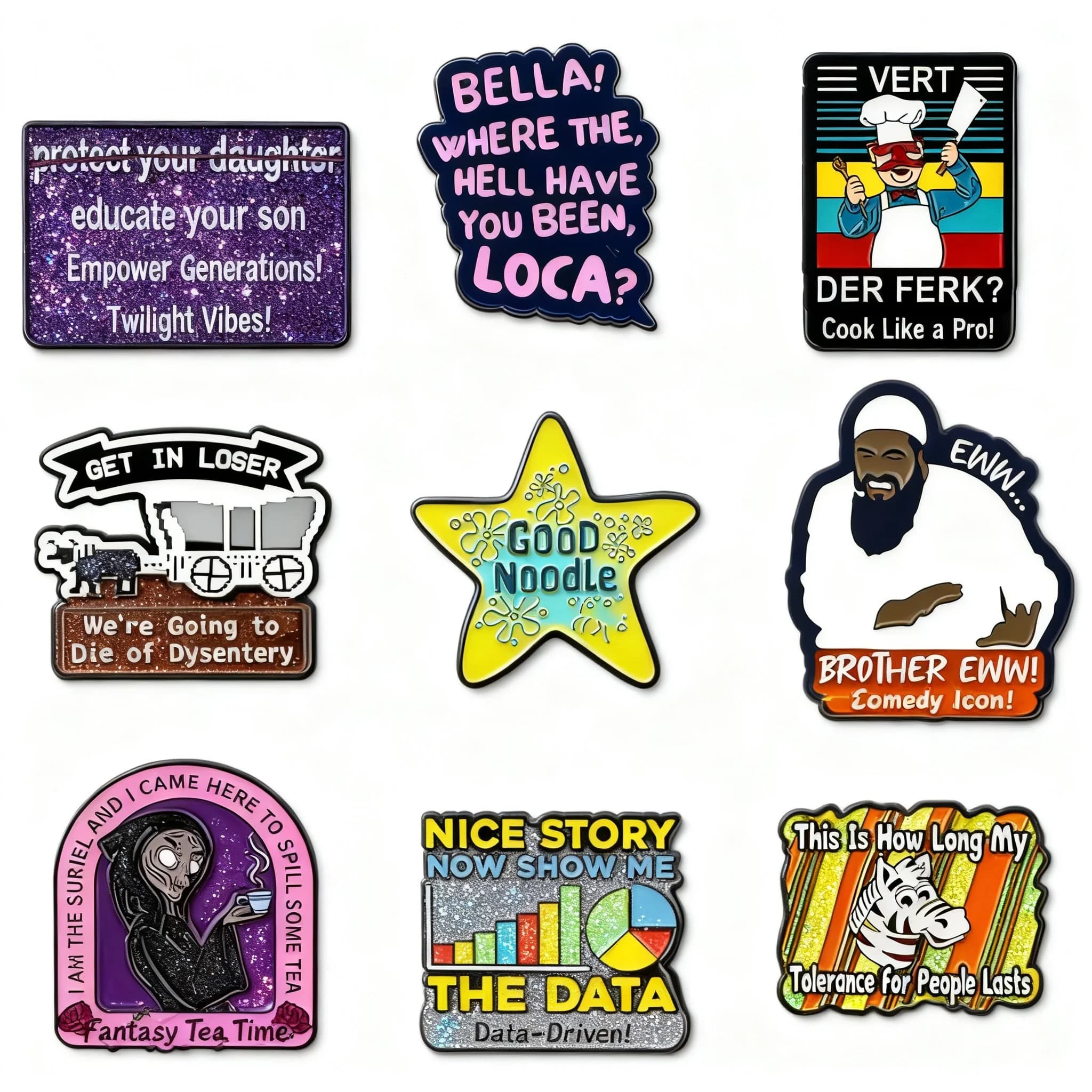 Witch Chef Zebra Loser Theme Brooch Pin Badge Alloy Clothing Backpack Accessories Jewelry Decoration