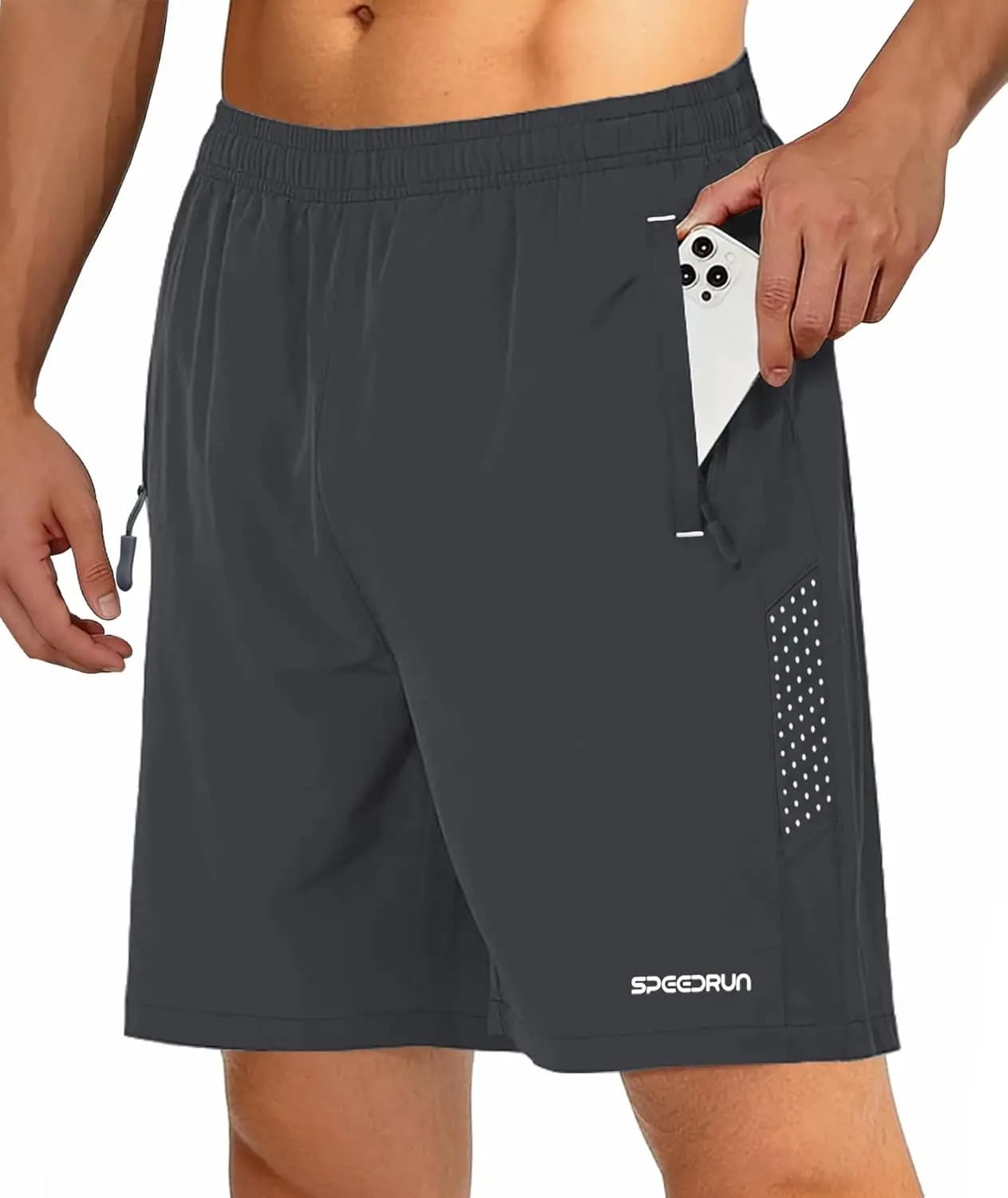 Pantaloncini sportivi da corsa da uomo con tasche con cerniera, 7', leggeri, traspiranti, per sport, palestra, basket, escursionismo, allenamento