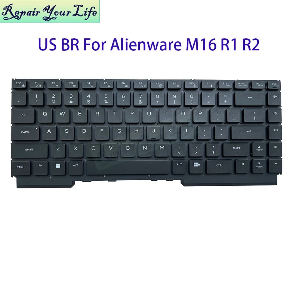 Tastiera retroilluminata RGB brasiliana PT-BR US per Dell Alienware M16 R1 R2 M16R2 0TH8HR 08TDGJ, tastiera colorata per notebook
