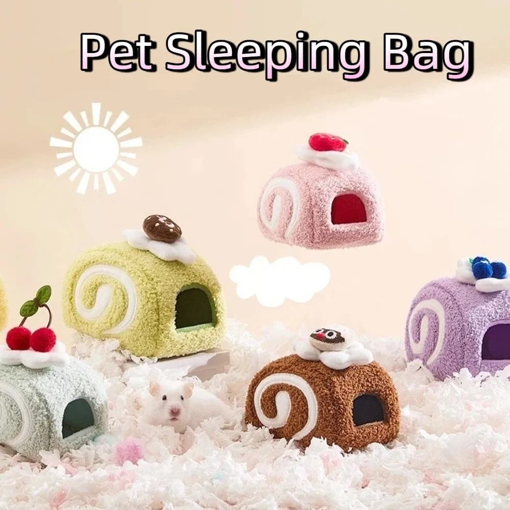 Hot nest for hamster cake shaped like Swiss roll, soft bird hiding the house, multifunctional sleeping bag for pets, small animal