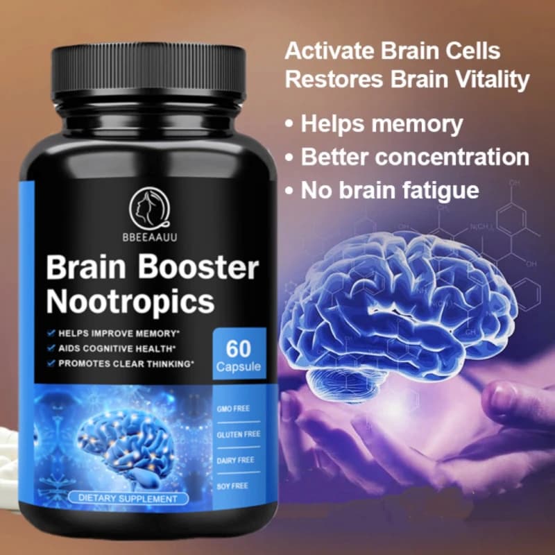 BBEEAAUU 100mg Phosphatidylserine Capsule Brain Booster Nootropic for Brain Health Memory Focus Supplement