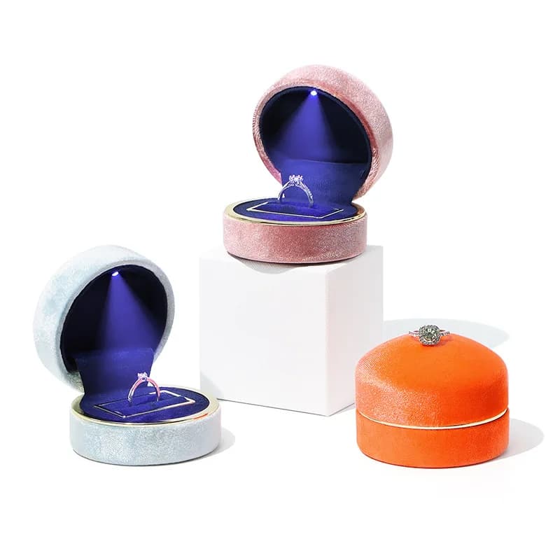 Scatola Portagioie Rotonda con Luci LED, Scatola Luminosa per Gioielli, Scatola per Anelli, Bracciali, Collane, Ciondoli, Confezione per Gioielli