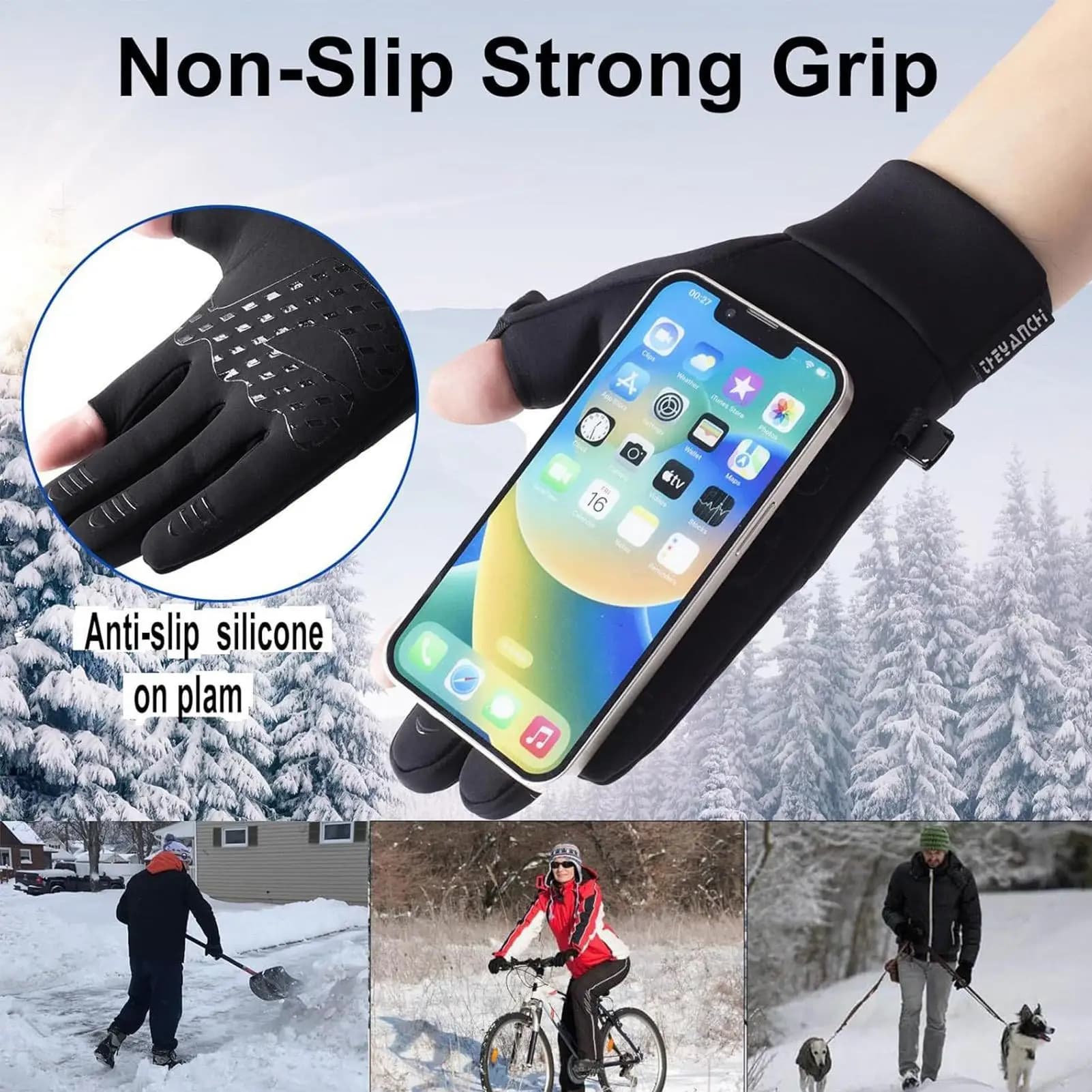 Scaldamani ricaricabili USB a 3 tempi Guanti riscaldati elettrici invernali impermeabili per arrampicata all'aperto Escursionismo Lavoro in bicicletta