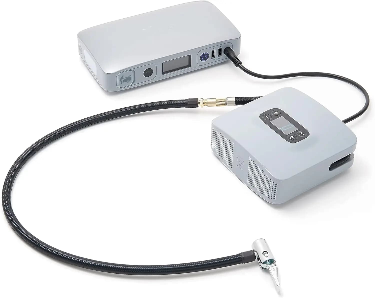 Banca di alimentazione portatile Bolt ACDC Max con compressore d'aria, avviamento e caricabatterie, argento metallizzato