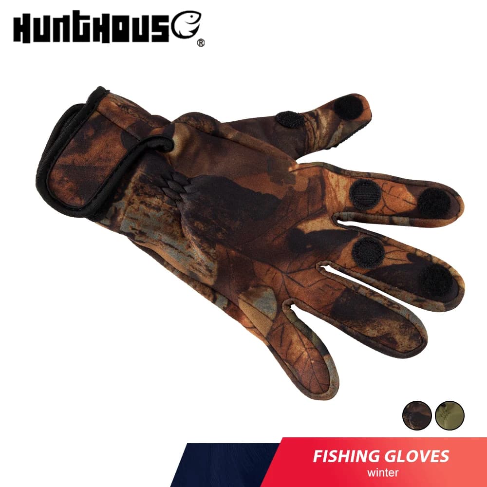 Guanti da pesca Due dita in neoprene PU Pelle traspirante Calda Pesca Fitness Accessori per la pesca alla carpa Guanti da pesca invernali