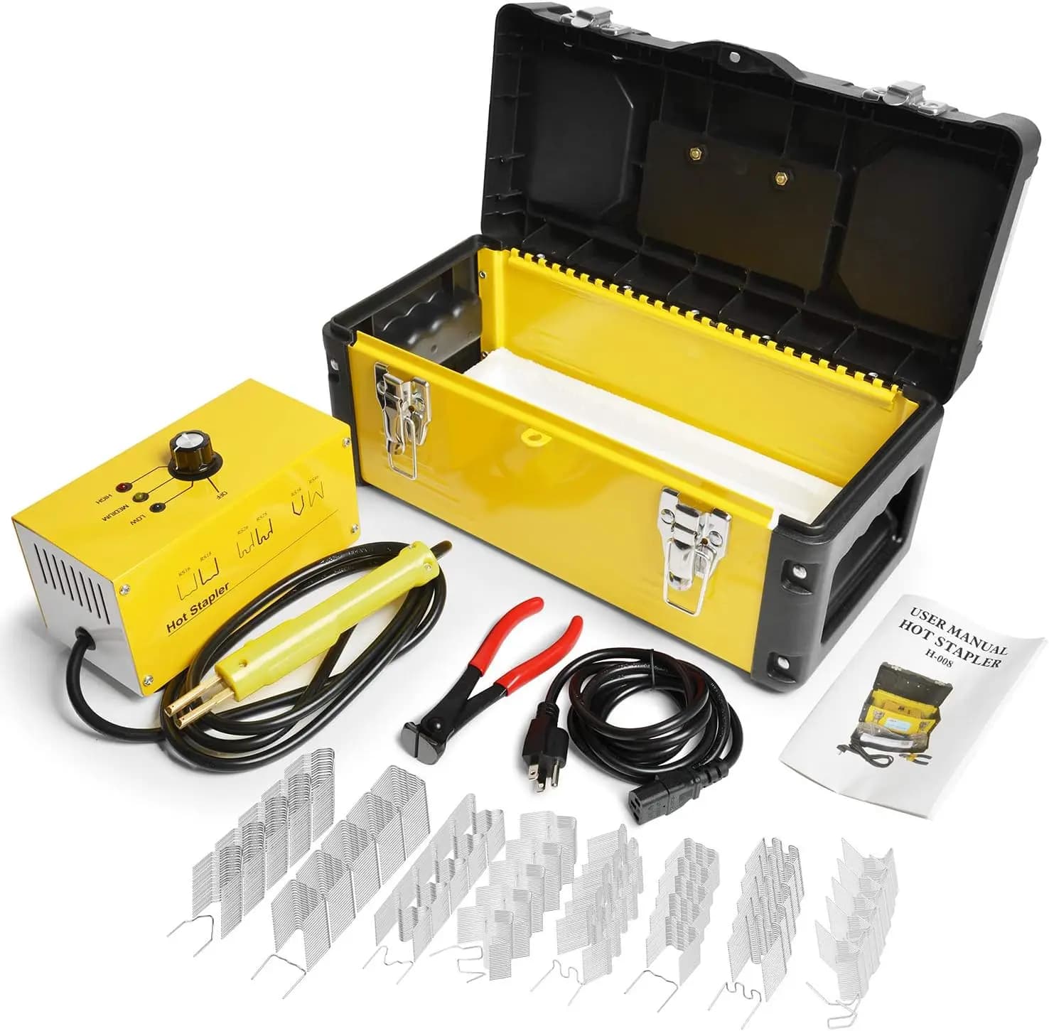 Kit Saldatore a Caldo per Plastica con 800 Graffette, Set Macchina per Saldatura Riparazione Crepe Paraurti 110V
