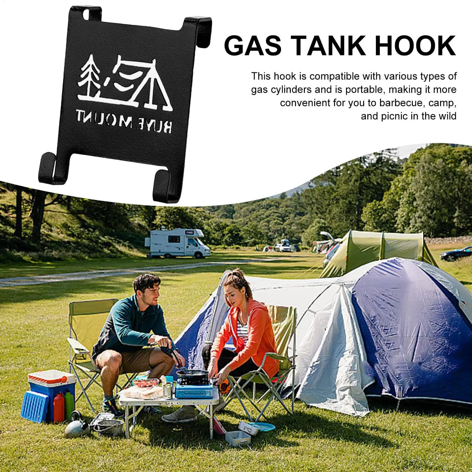 Supporto Portatile per Bombole di Gas da Campeggio, Gancio per Serbatoi, Staffa da Tavolo per Accessori da Cucina all'Aperto