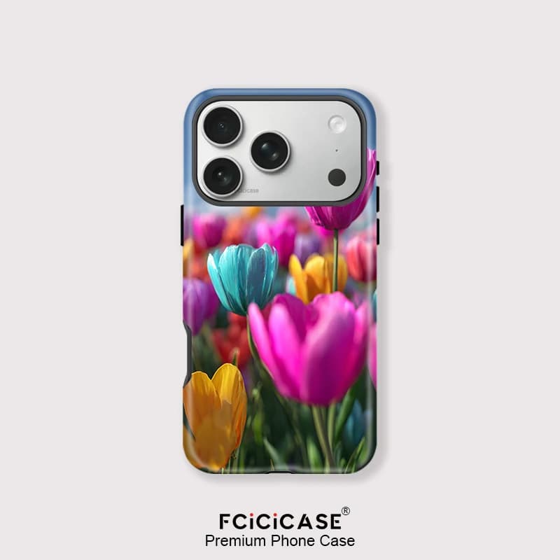 Fcicicase Per MagSafe Custodia magnetica per telefono per iPhone 16 17 Pro Max 15 14 Plus 13 12 11 Ricarica wireless Tulip Flower Cover