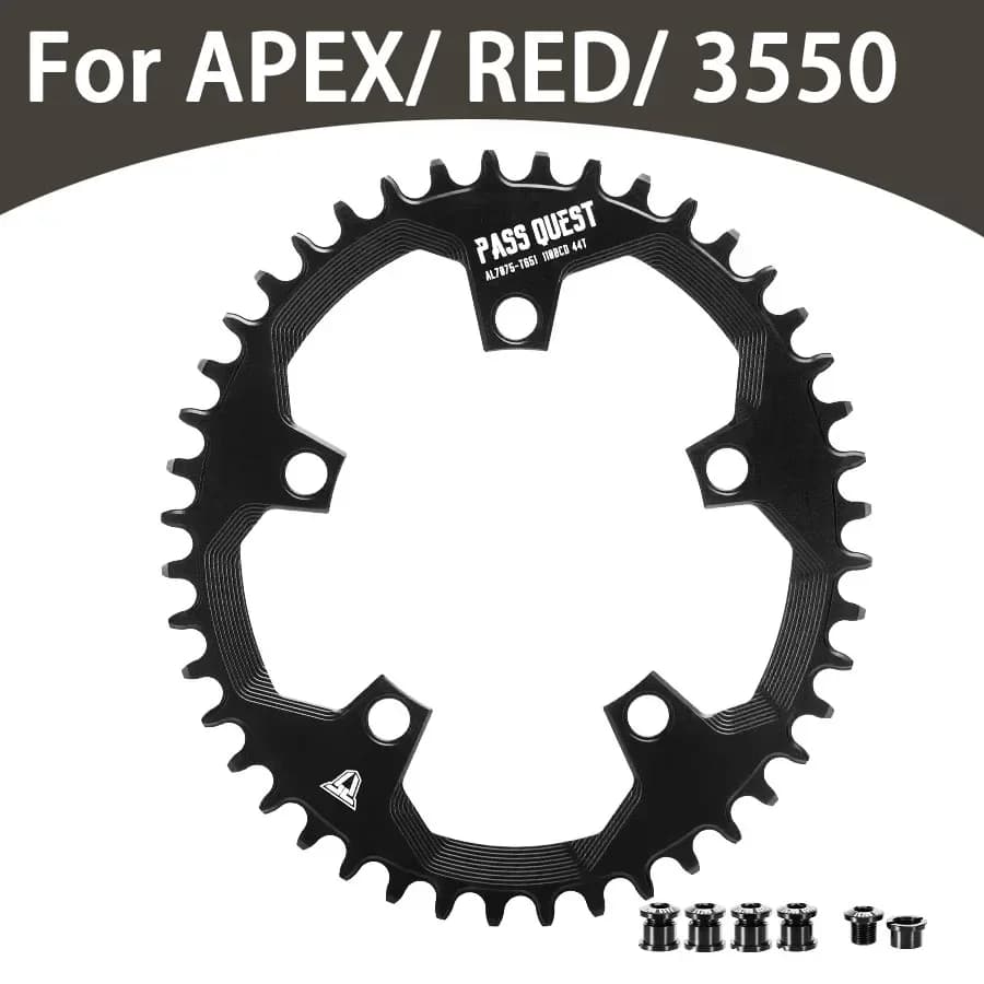 PASS QUEST 110 bcd chainring 5 bolt for Sram APEX RED 3550 Narrow Wide star road bike plate oval 40t 42t 44t 46t 48t 110bcd dish