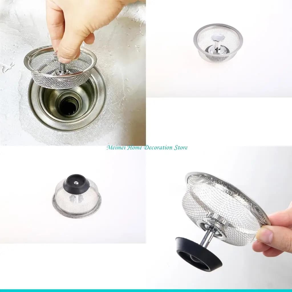 H7BF Stainless Steel Sink Strainer Waste Disposer Outfall Filter Hair Basket Sewer Outfall Water Stopper Plug Bathroom Kitchen