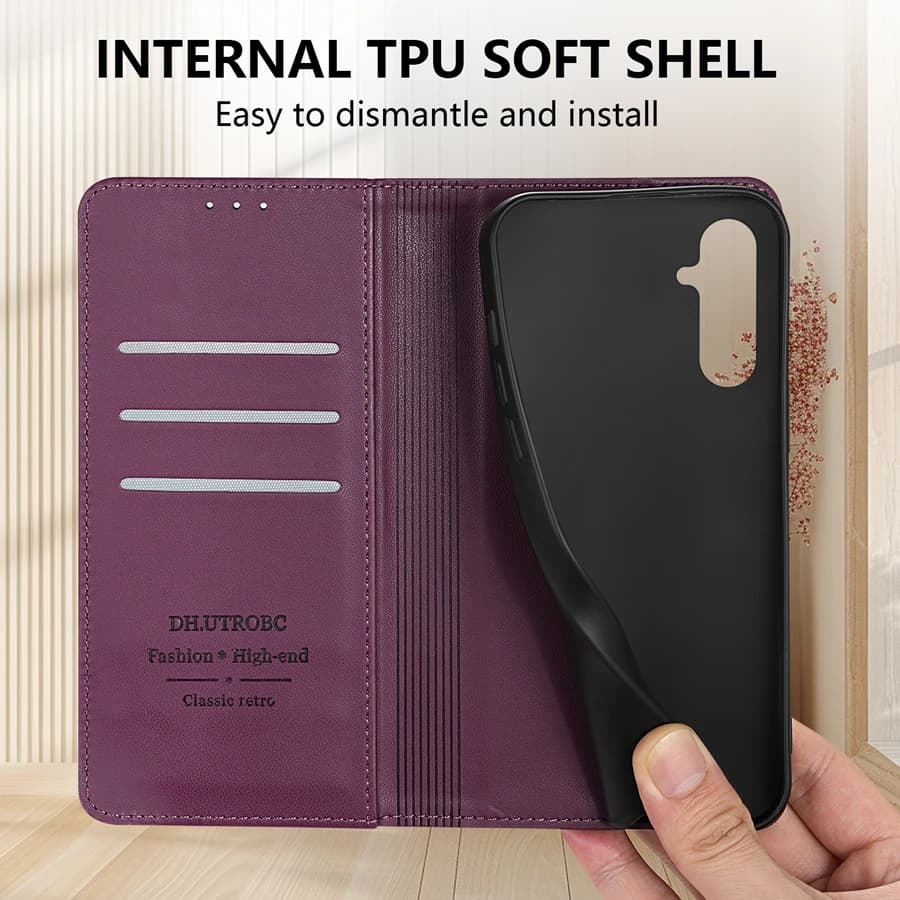 Wallet Skin Friendly Card Slot Magnetic Flip Leather Case For Samsung Galaxy S26 FE S25 Ultra S24 Plus A16 A17 A18 A37 A56 A57