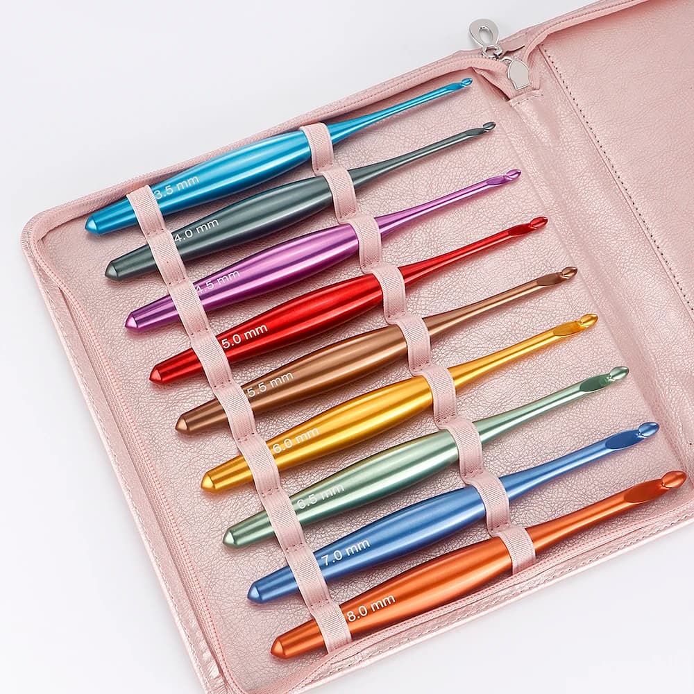 9pcs/set Premium Crochet Hook, Sweater Knitting Needles, colorful Aluminum Weaving Set, Perfect Gift for Knitting Enthusiasts