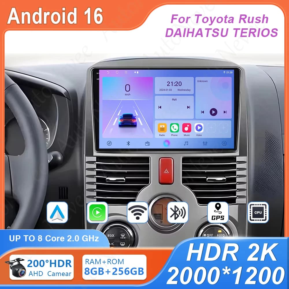 Android 16 Carplay per Toyota Rush DAIHATSU TERIOS Lettore Multimediale GPS per Auto Navigazione Touch Screen Stereo Radio Senza DVD 2 Din