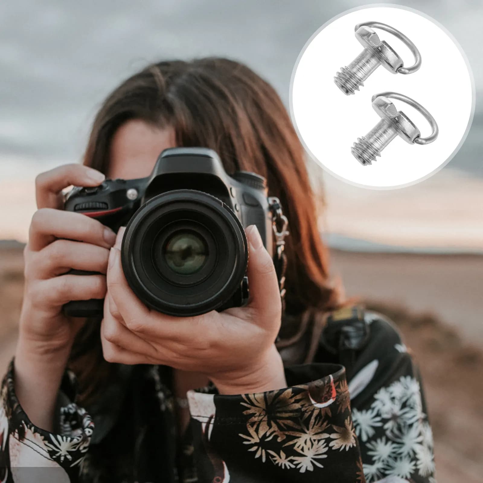6Pcs All-Metal Tripod Camera Adapter Folding D-Ring Screw Replacement for Quick Release Plate Versatile Camera Mount Screw