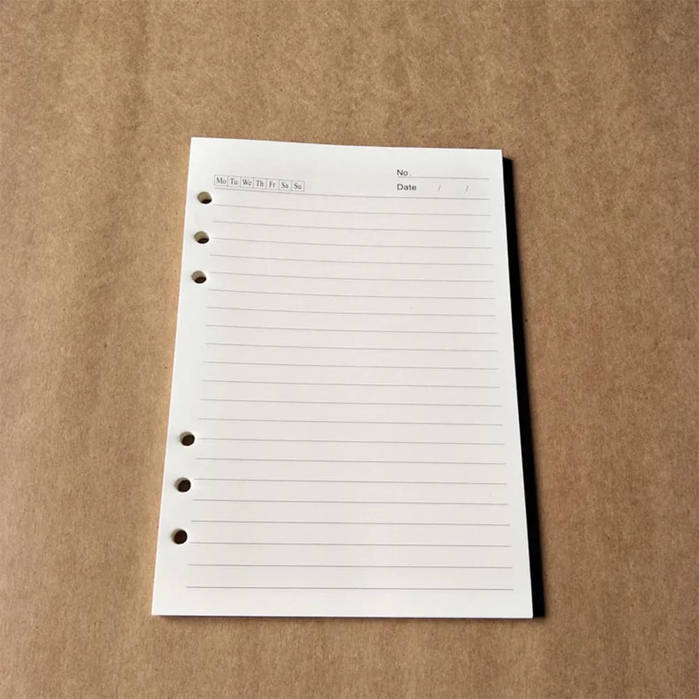 80 Pages A5 Loose Leaf Paper for 6 Hole 6 Ring Binder Planner Notebook Refills Replacement Smooth Writing Paper for Notes Diary