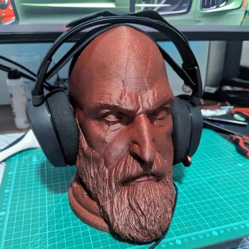 Supporto per cuffie God of War Kratos, statua da scrivania, modello testa, espositore da tavolo per giocatori, uomini, adolescenti, regalo di Natale