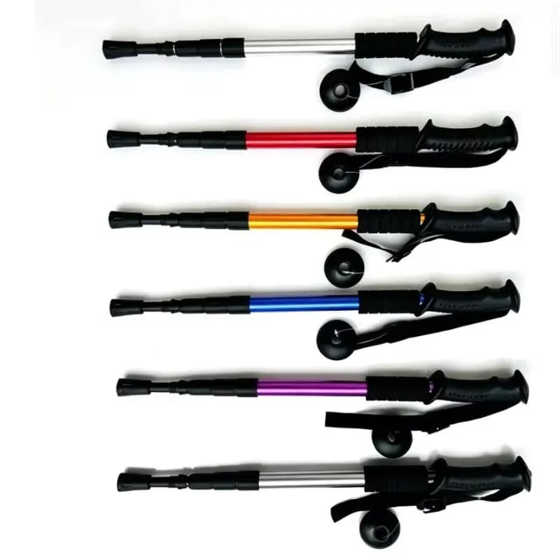 Outdoor lightweight trekking pole with four adjustable heights and anti-slip handle, essential for hiking