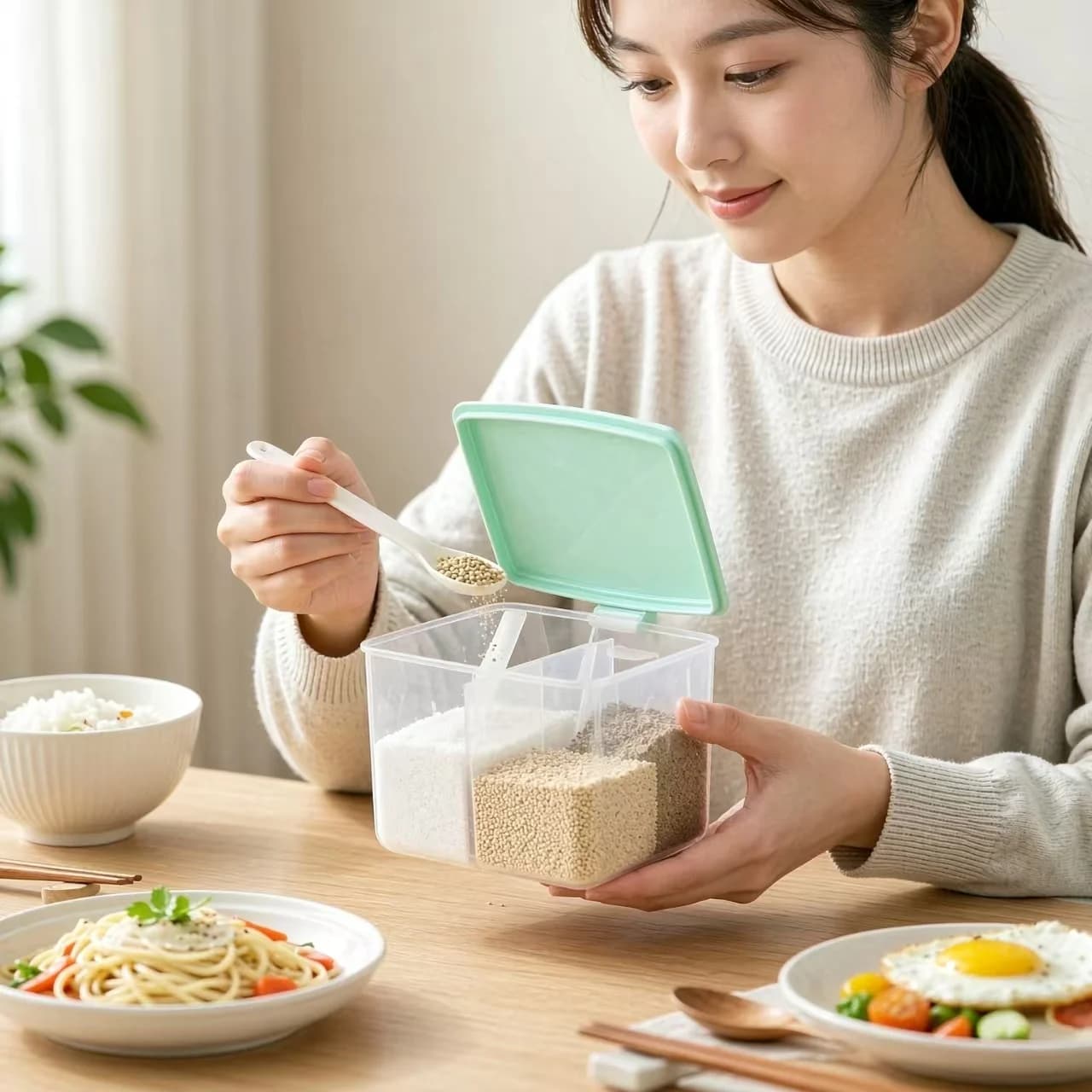 Double Compartment Home Seasoning Jar Set - Kitchen Storage Seasoning Box with Compartments for Spices And Salt