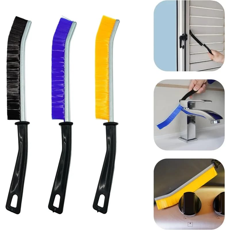 Spazzole per la pulizia delle fughe con setole rigide e resistenti, per cucina, bagno, piastrelle, angoli morti, pavimento doccia, set da 3 pezzi