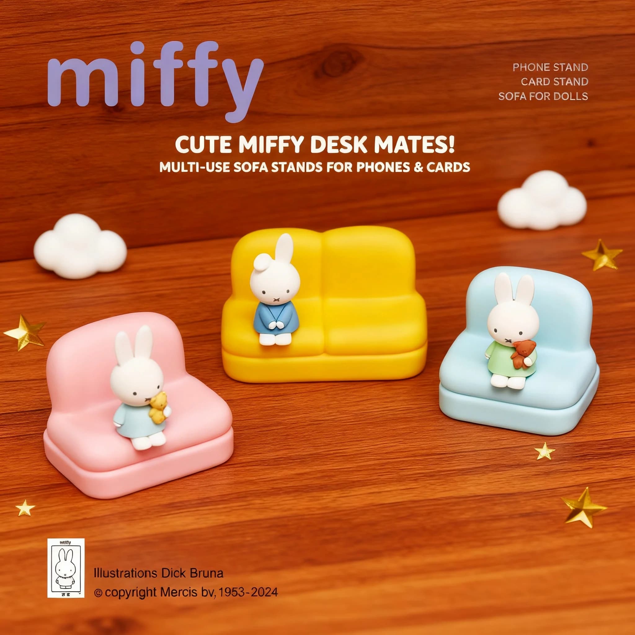 Miffy 2nd Series Blind Box Cartoon Cute Phone Sofa Stand Doll Figurine Kawaii Decorative Ornament Toy Gift