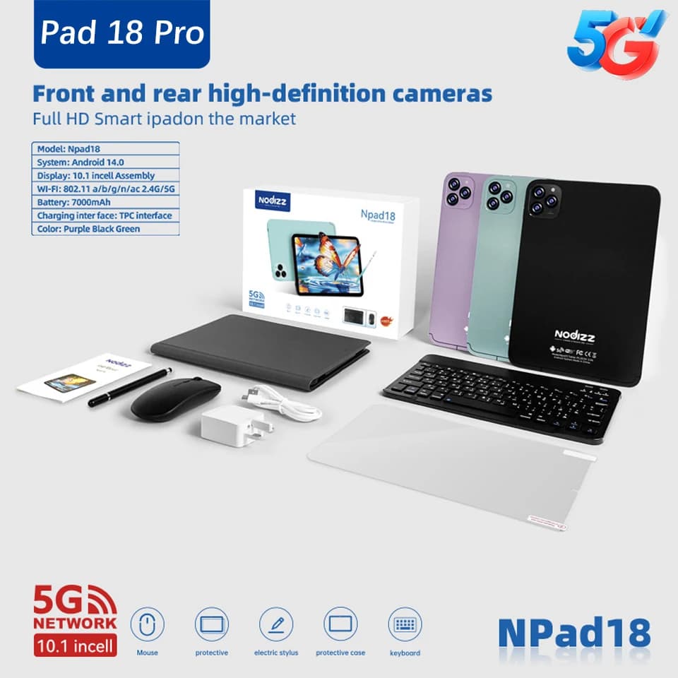 Nuovo Tablet Android Pad Pro 10.1 Pollici Aggiornato 2026, Octa Core, 12GB RAM, 512GB ROM, Dual Network WiFi, Doppia Fotocamera, Tablet PC 6000mAh