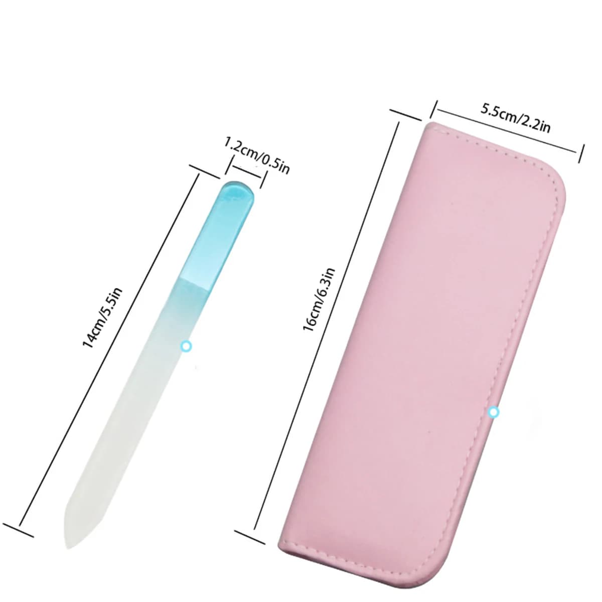 Set di 6 Lime per Unghie in Vetro a Doppia Faccia per Manicure, Lucidatura e Incisione, con Custodia in Pelle