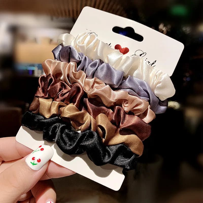 6 elastic for satin hair for woman: softer silk hair elastics for hair | Scrunchies in satin for girls |
