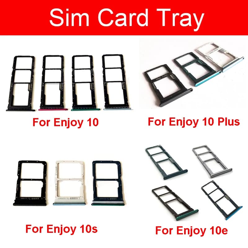 Supporto del vassoio per slot per scheda SIM per Huawei Enjoy 10 Plus 10+ 10e 10s Lettore di schede di memoria Sim Scoket Adattatore Parti di ricambio