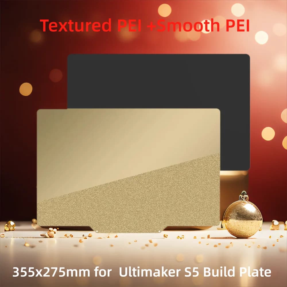 Piastra di stampa PEI testurizzata + PEI liscia per stampante 3D Ultimaker S5/S5 Pro 355x275mm, letto magnetico in acciaio flessibile PEI a doppia faccia