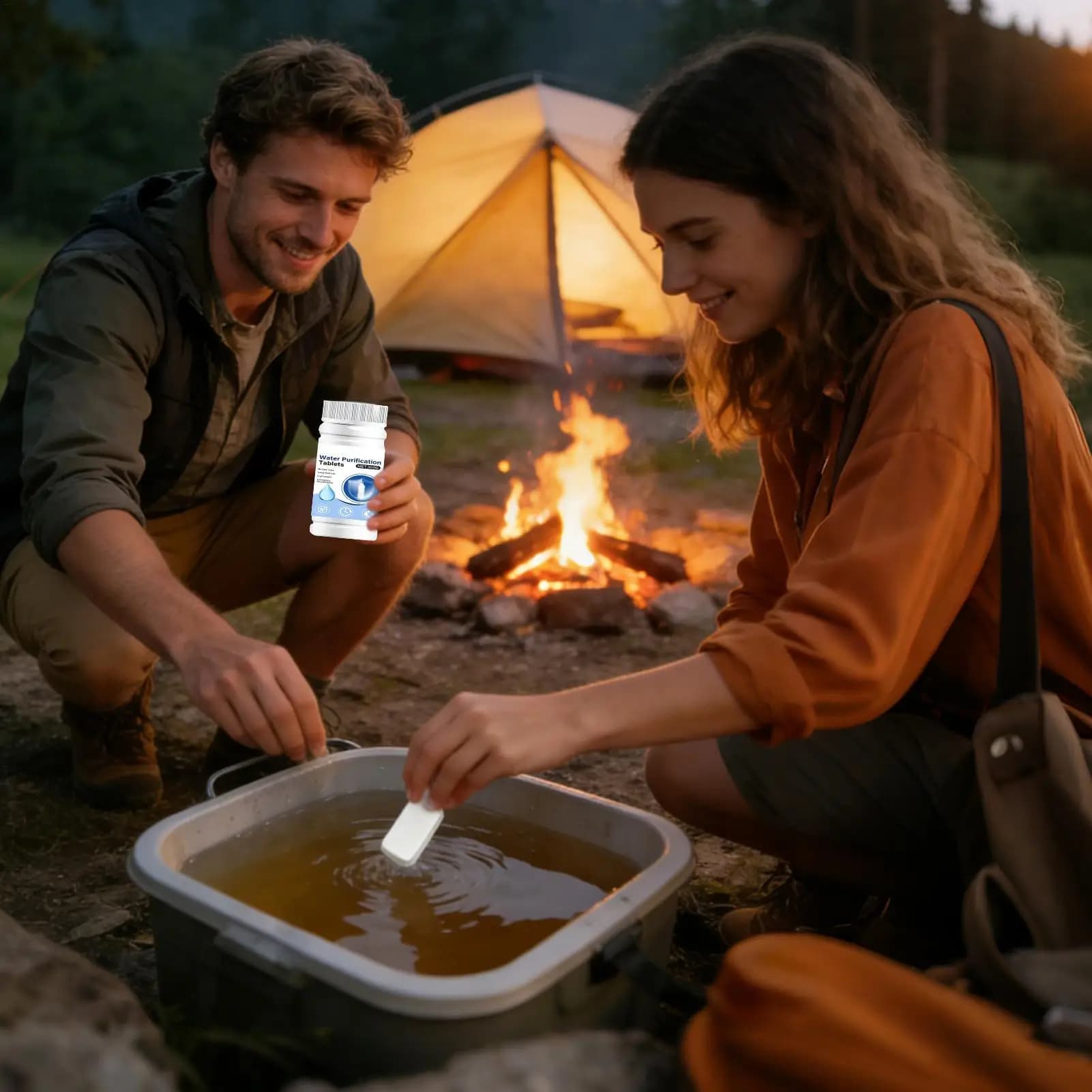 Compresse per la purificazione dell'acqua potabile, inodore, portatili, efficaci, a rapido scioglimento, compresse filtranti per l'acqua da campeggio ed escursionismo per esterni