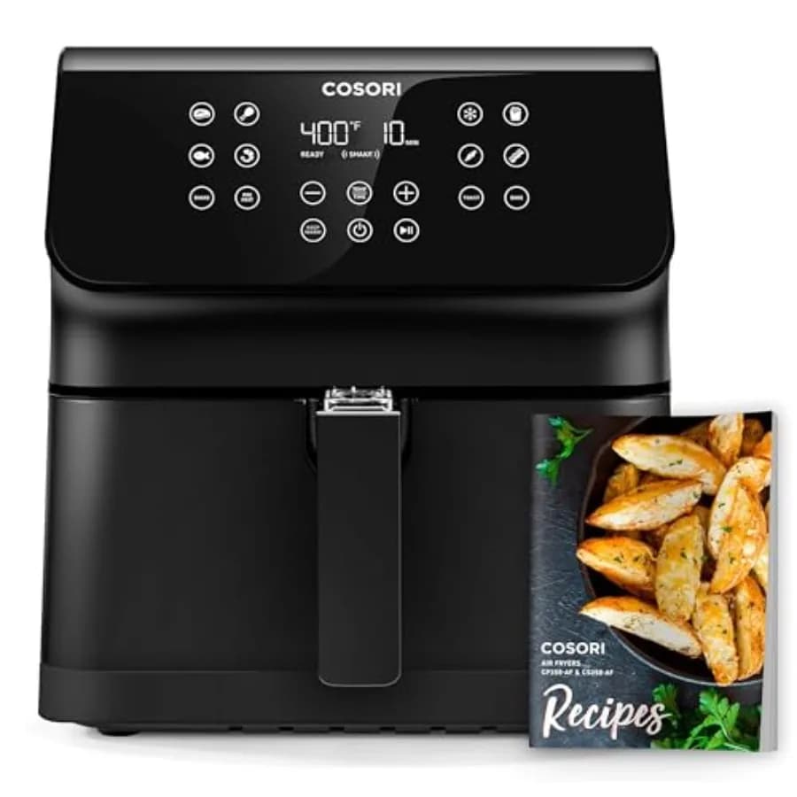 Friggitrice ad aria 12-in-1 da 5,8QT per piatti principali, contorni, snack, avanzi; cestello quadrato rimovibile, lavabile in lavastoviglie, nero, tecnologia AdaptIQ