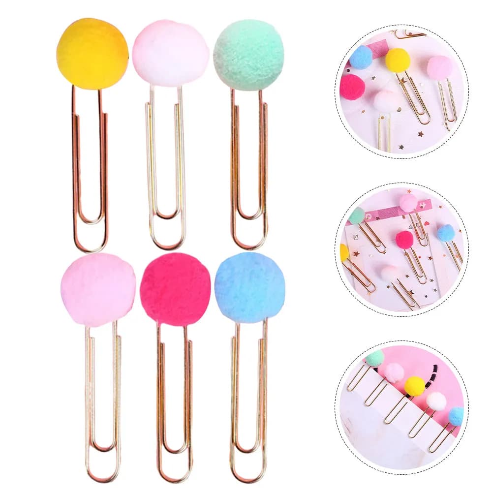40 Pezzi di Segnalibri Colorati a Forma di Pom-Pom, Clip Carine e Kawaii per Bambini, Ragazze, Studenti, Agende, Quaderni e Documenti