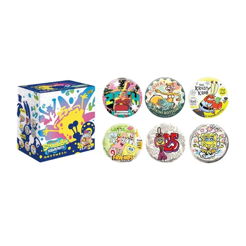 Autentico Gioco di Carte Collezionabili Spongebob Squarepants 25° Anniversario, Badge Anime, Regalo di Compleanno per Bambini