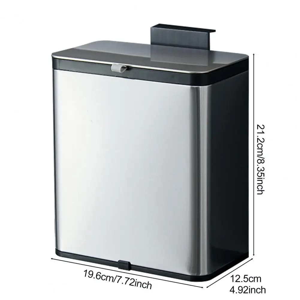 Pattumiera da cucina Pattumiera da cucina in acciaio inossidabile da 0,8 galloni con coperchio Pattumiera sospesa per porta dell'armadio montata a parete per bagno