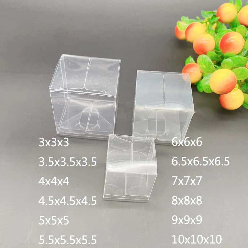 Confezione regalo in plastica quadrata da 100 pezzi 3-10cm scatola trasparente in PVC trasparente scatole regalo per imballaggio natalizio per matrimoni per scatole portagioie